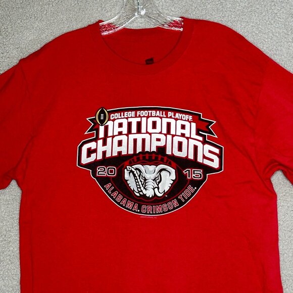 Alabama Crimson Tide T Shirt Mens Large Red National Champions 2015 Graphic Logo - Picture 1 of 8